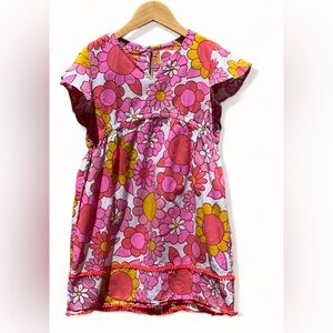 Mini Boden retro Daisies Flutter Pom Pom Dress